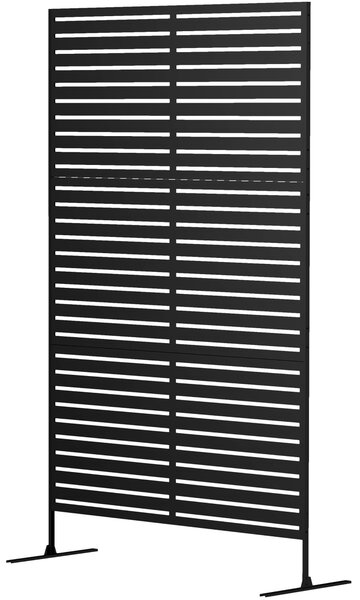 Outsunny Divisorio esterno in metallo, design a lamelle, Divisorio decorativo per terrazza, giardino, balcone, nero