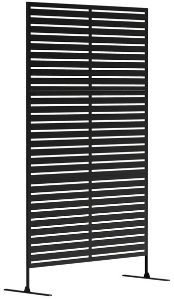 Outsunny Divisorio esterno in metallo, design a lamelle, Divisorio decorativo per terrazza, giardino, balcone, nero
