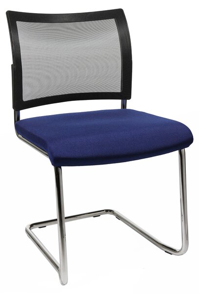 Sedia per ospiti con schienale a rete, impilabile, set da 2, blu/nero