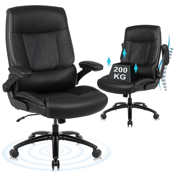 Sedia da ufficio in ecopelle, ergonomica, con capacità di carico fino a 200 kg, colore nero