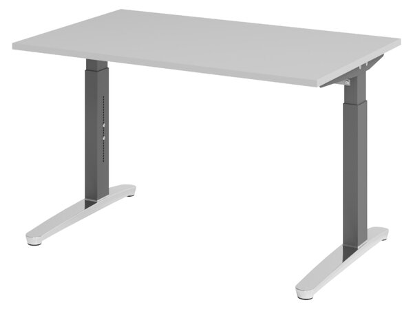 Scrivania bümö serie XB - Dimensioni: 120 x 80 cm, finitura: grigio, struttura: grafite/alluminio lucido