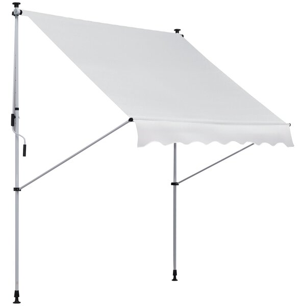 Tenda da Sole a Muro 200x150 cm con Pali di Supporto Bianco