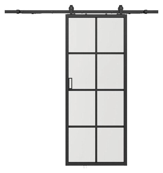 Porta scorrevole con sistema a binario - Alluminio e vetro di sicurezza satinato - 205 x 83 cm - WILDEN II