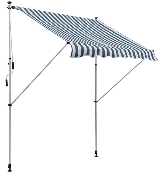 Tenda da Sole a Muro 200x150 cm con Pali di Supporto Bianco, Verde