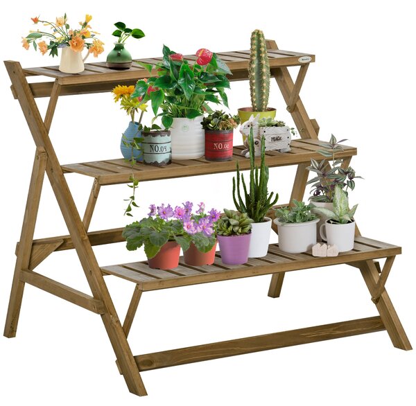 Scaletta Portapiante 3 Ripiani 101x83x88 cm in Legno di Abete Marrone