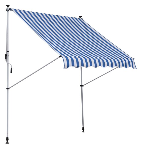 Tenda da Sole a Muro 200x150 cm con Pali di Supporto Blu