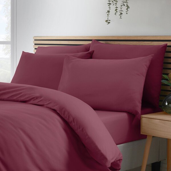 Set copripiumino e federa burgundy per letto matrimoniale 200x200 cm So Soft Non Iron – Catherine Lansfield