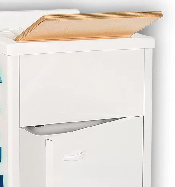 Lavatoio piccolo con mobile in alluminio per esterno Dotato di Vasca e Tavoletta Lavapanni Dimensioni 60x45xh 83 cm con tubo rubinetto, flessibile e Gomito colore bianco RAL 9010