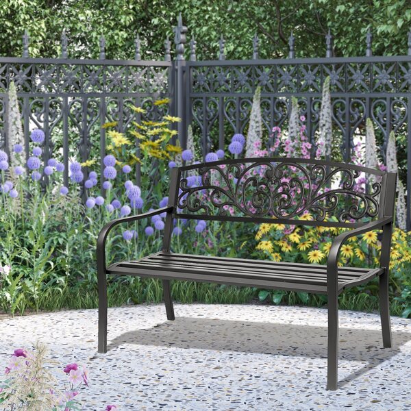 Panchina da Giardino 2 Posti 127x60x87 cm in Metallo Nero