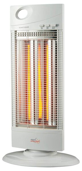 Stufa a carbone, 2 livelli di riscaldamento, oscillazione, sistema di sicurezza anticaduta, colore bianco