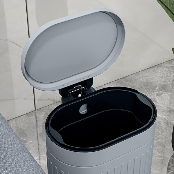 HOMCOM Cestino 20L a pedale con coperchio, secchio interno estraibile, funzione Soft-Close 36,5 x 31,2 x 45 cm, Grigio | Aosom Italy