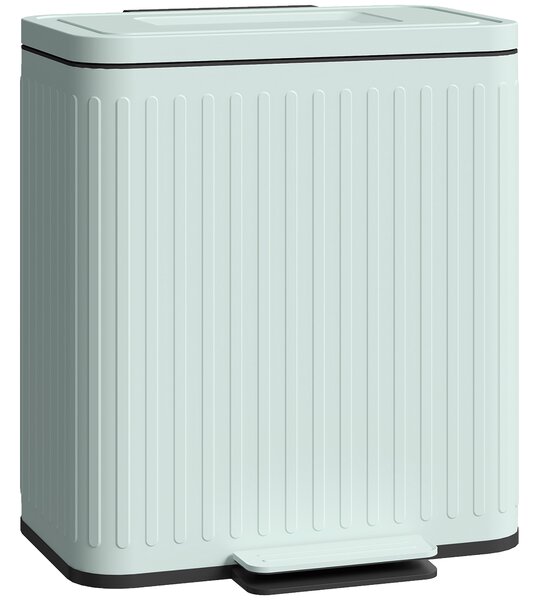 HOMCOM Pattumiera da cucina, 2 x 20 L scomparti, separazione rifiuti efficiente, pedale, Plastica, Metallo, Verde | Aosom Italy