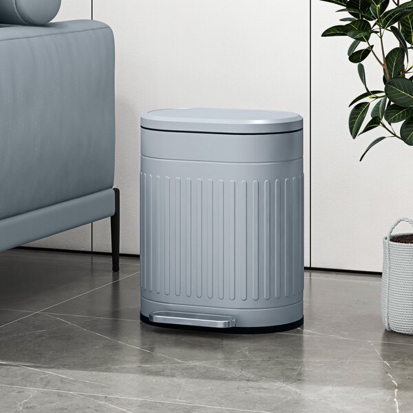 HOMCOM Cestino 20L a pedale con coperchio, secchio interno estraibile, funzione Soft-Close 36,5 x 31,2 x 45 cm, Grigio | Aosom Italy