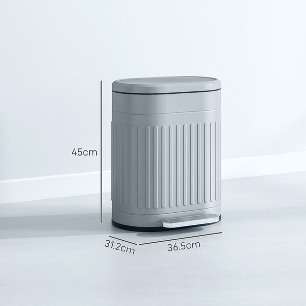 HOMCOM Cestino 20L a pedale con coperchio, secchio interno estraibile, funzione Soft-Close 36,5 x 31,2 x 45 cm, Grigio | Aosom Italy