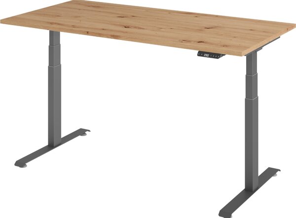Scrivania elettrica Lite di bümö - Dimensioni: 160 x 80 cm, finitura: rovere nodoso, struttura: grafite