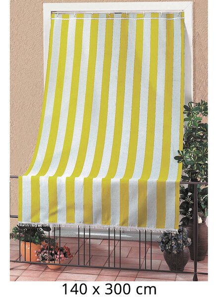 Tenda da Sole per Sormonto 140X300Cm con Anelli Tessuto a Strisce Giallo