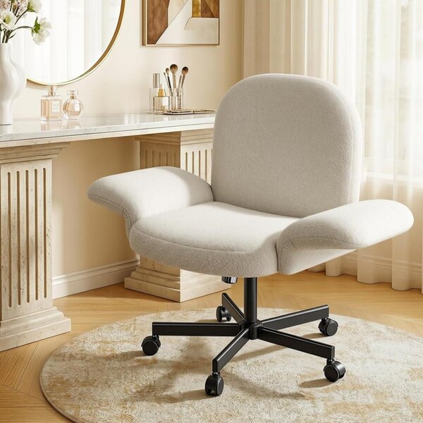 Sedia per scrivania, con braccioli regolabili a 180°, schienale regolabile a 105°, color beige