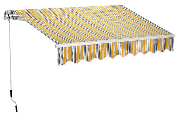 Tenda da Sole Barra Quadra 200x250 cm Tessuto in Poliestere Riga Gialla Scura