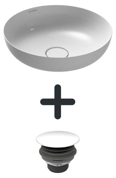 Lavabo da appoggio Kaldewei MIENA, modello 3181, diametro 38 cm, set completo con valvola di scarico integrata