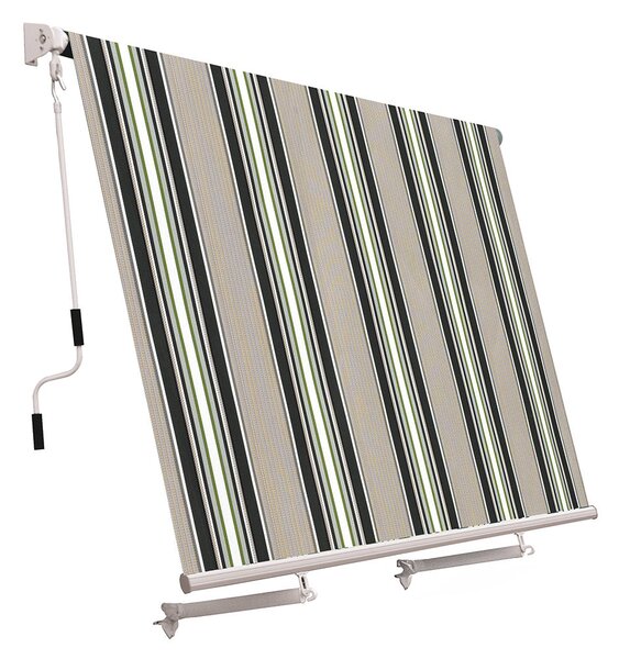 Tenda da Sole a Caduta con Bracci 245x245 cm Tessuto in Poliestere Riga Verde