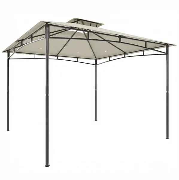 Outsunny Gazebo 3x3m Idrorepellente Stabile Resistente all'inverno Gazebo da Giardino con Telaio Superiore Richiudibile Doppio Tetto Bianco crema | Aosom Italy