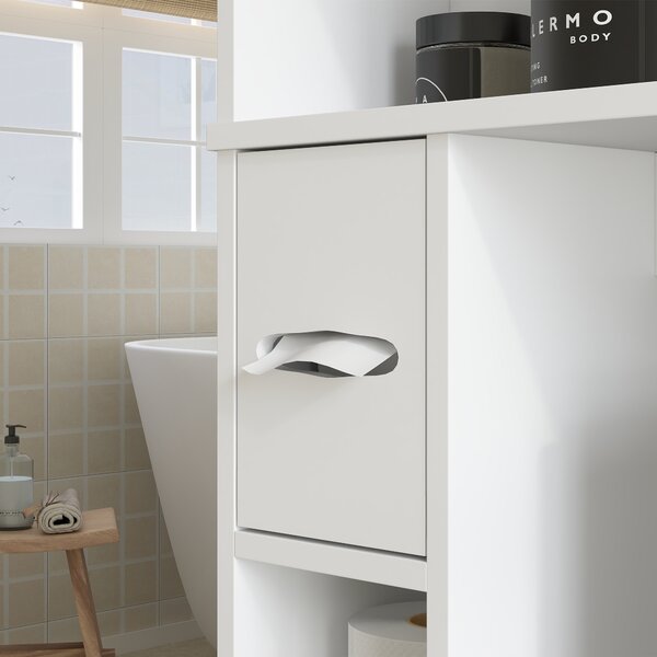 HOMCOM Mobile WC da posizionare sopra il WC o la lavatrice, 2 ante, 3 scomparti, portarotolo, 80x19,5x170cm, bianco | Aosom Italy