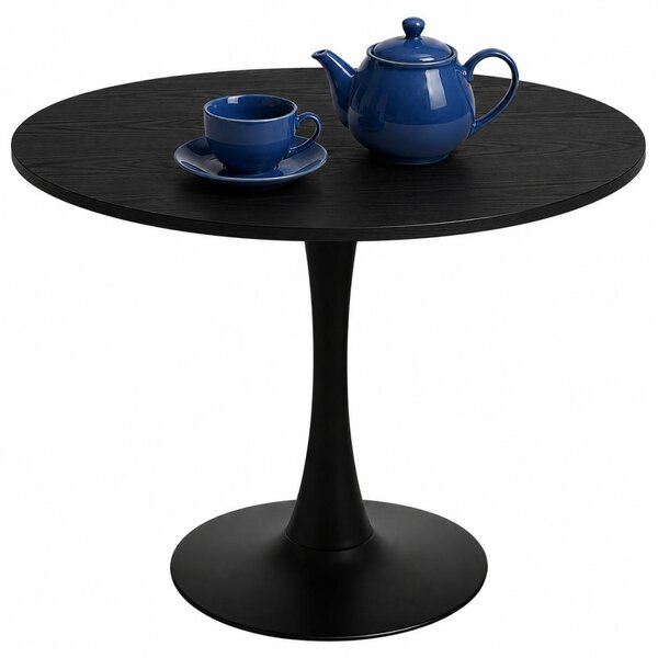 Tavolo da pranzo rotondo VICTORY SLIM, diametro 70 cm | Elegante tavolo da cucina in legno nero e effetto "smoke". | Tavolino da caffè moderno, stile industriale, loft, scandinavo, finitura scura