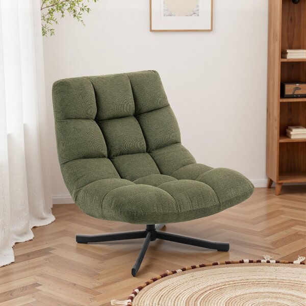 HOMCOM Poltrona Girevole Lounge con Ampia Seduta, Effetto Chenille Idrorepellente, Verde | Aosom Italy
