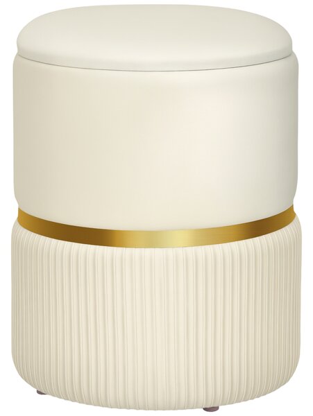 HOMCOM Pouf poggiapiedi contenitore in velluto a coste 36 x 36 x 44 cm per soggiorno, camera da letto, beige | Aosom Italy