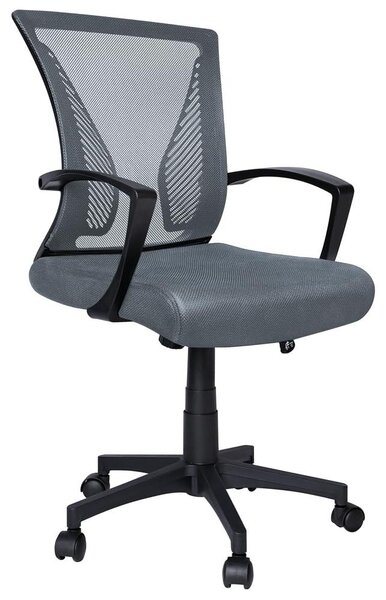Sedia da ufficio ergonomica con braccioli, realizzata in rete, colore grigio