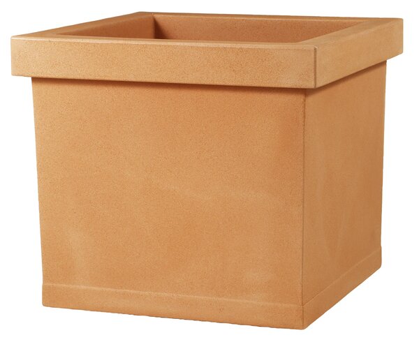 Vaso 40x40x35cm in Resina Tulli Quadro Liscio Classic 40 Anticato