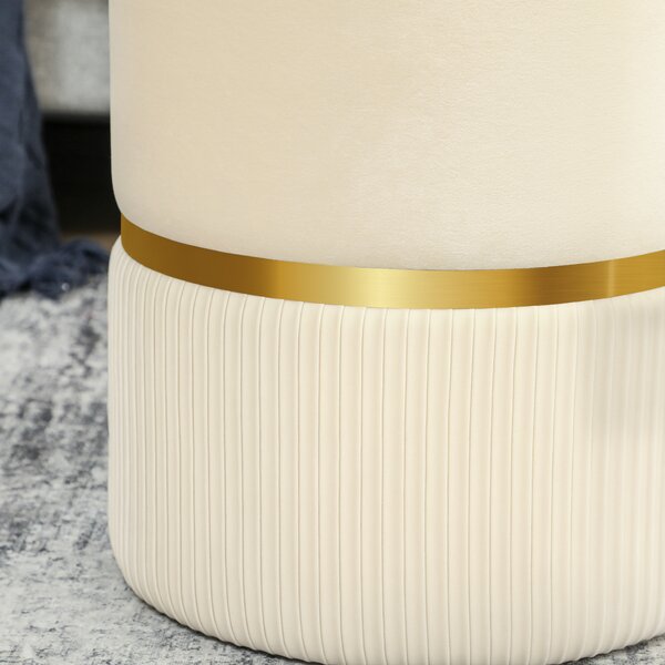HOMCOM Pouf poggiapiedi contenitore in velluto a coste 36 x 36 x 44 cm per soggiorno, camera da letto, beige | Aosom Italy