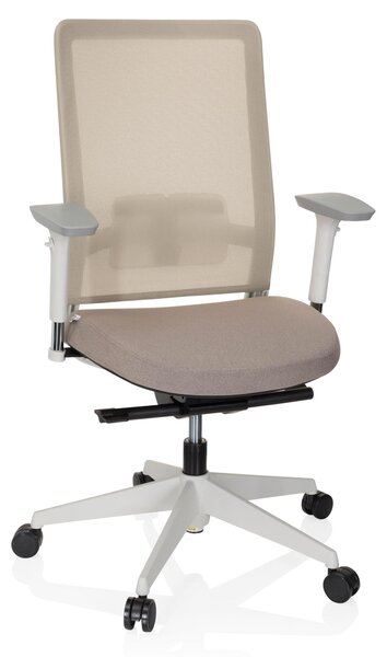 Sedia da ufficio con schienale a rete, regolabile, bianca, beige