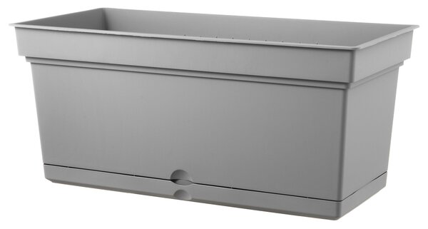 Vaso 78x38x38 cm in Polipropilene con Riserva d'Acqua e Sottovaso Tulli Aqua Elements 78 Grigio