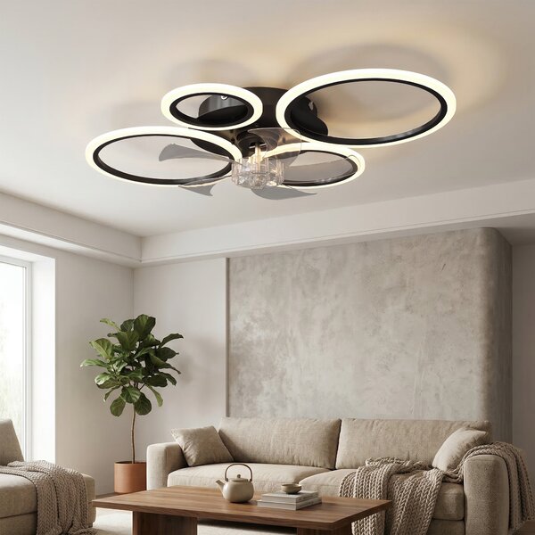 HOMCOM Ventilatore da soffitto con luce e telecomando, ventilatore a LED 77 cm con 3 colori luce, 6 velocità, timer | Aosom Italy