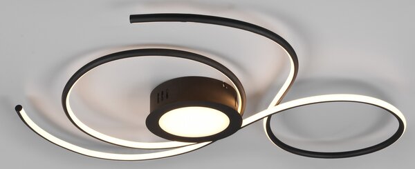 Lampada da soffitto Trio Jive LED 48 W, dimmerabile, nero opaco, temperatura di colore regolabile, luce notturna