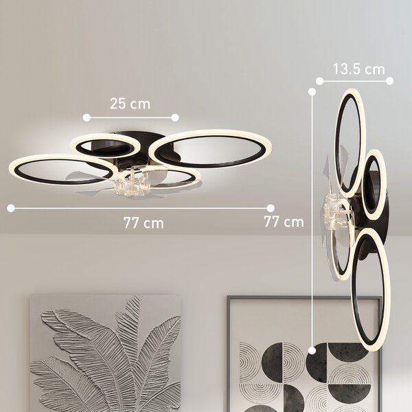 HOMCOM Ventilatore da soffitto con luce e telecomando, ventilatore a LED 77 cm con 3 colori luce, 6 velocità, timer | Aosom Italy