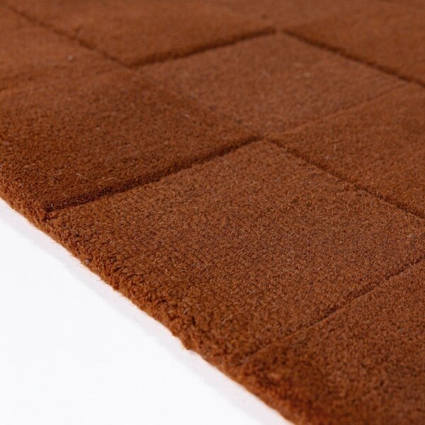 Tappeto color terracotta in lana tessuto a mano 200x290 cm Checkerboard – Flair Rugs
