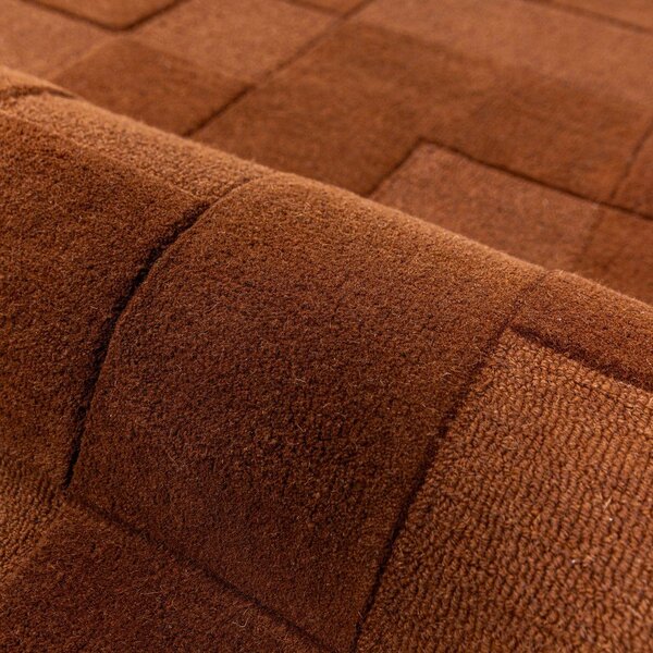 Tappeto color terracotta in lana tessuto a mano 200x290 cm Checkerboard – Flair Rugs