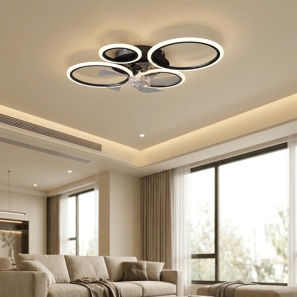 HOMCOM Ventilatore da soffitto con luce e telecomando, ventilatore a LED 77 cm con 3 colori luce, 6 velocità, timer | Aosom Italy