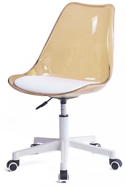 Sedia da ufficio con rotelle, schienale trasparente, finitura bronzo