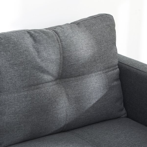 HOMCOM Divano 2 posti contemporaneo base in metallo nero tessuto effetto lino grigio scuro | Aosom Italy