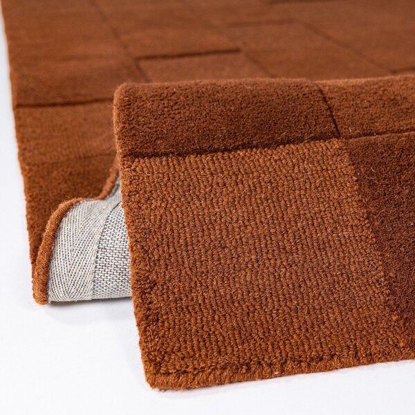 Tappeto color terracotta in lana tessuto a mano 200x290 cm Checkerboard – Flair Rugs