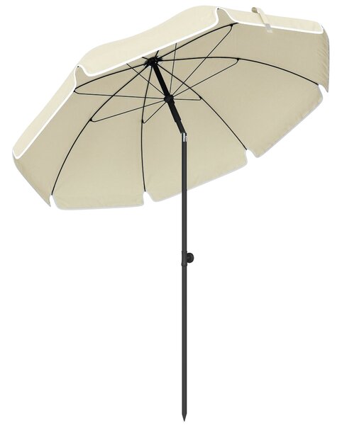 Outsunny Ombrellone da spiaggia Ø150 cm idrorepellente pieghevole con ancoraggio per sabbia inclinazione regolabile borsa da trasporto Beige | Aosom Italy