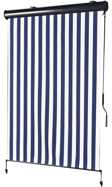 Tenda da Sole Avvolgibile a Rullo 1,4x2m da Esterno Bianco e Blu