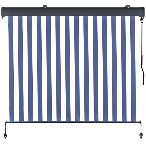 Tenda da Sole Avvolgibile a Rullo 1,4x2m da Esterno Bianco e Blu