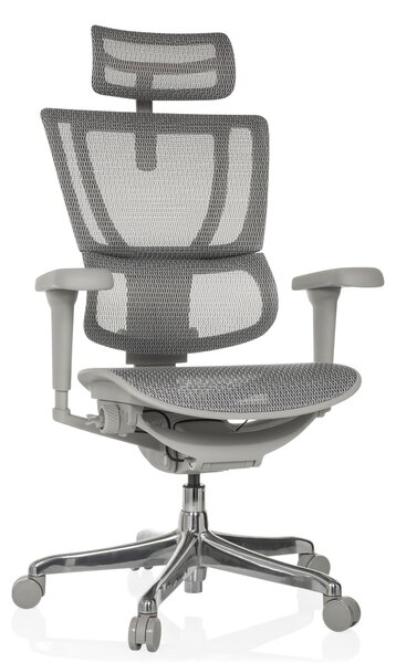 Sedia da ufficio ergonomica con supporto lombare, realizzata in rete, colore grigio