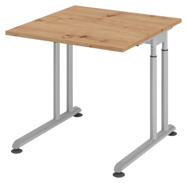 Bümö Scrivania Serie-Z - Struttura: argento, Decorazione: rovere nodoso, Dimensioni: 80 x 80 cm