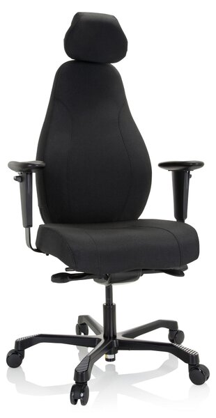 Sedia ergonomica da ufficio Resistio XXL, rivestita in tessuto, portata fino a 200 kg, colore nero