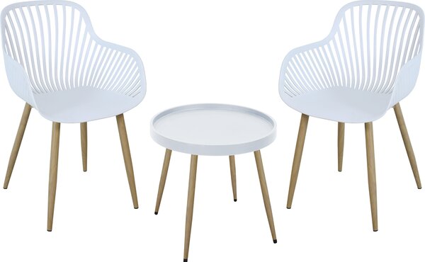 SVITA PHILLY Set di mobili da balcone 3 pezzi bianco/legno